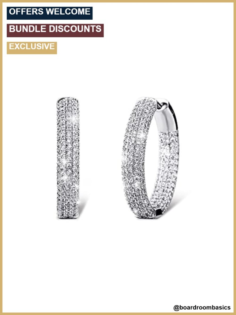Iced Out Hoop Earrings Cubic Zirconia Huggie Hypoallergenic 14K Gold Plated